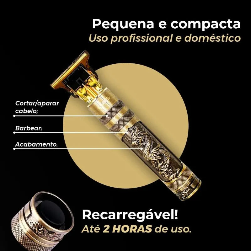 Máquina de cortar cabelo barbeiro profissional dragão elétrica bateria recarregável material original cobre